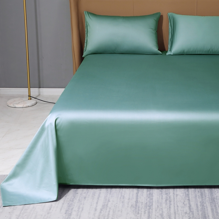 91家纺网 家纺一手货源 找家纺 2022新款纯棉50支双股贡缎长绒棉纯色单床单纯沐-橄榄绿