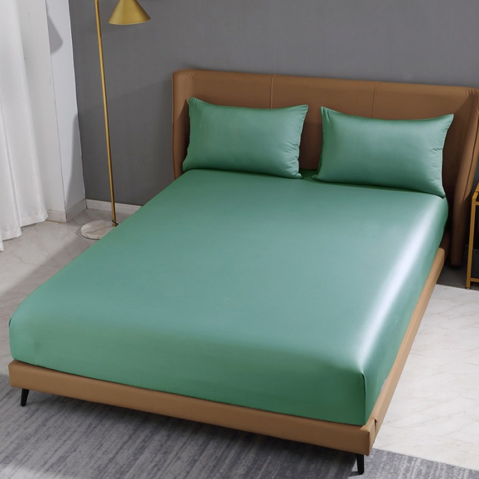 91家纺网 家纺一手货源 找家纺 2022全棉纯棉50支双股S贡缎长绒棉纯色单床笠纯沐-橄榄绿