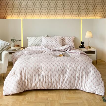 匠心 2022新款立体暖绒大豆冬被 布朗熊-浅粉