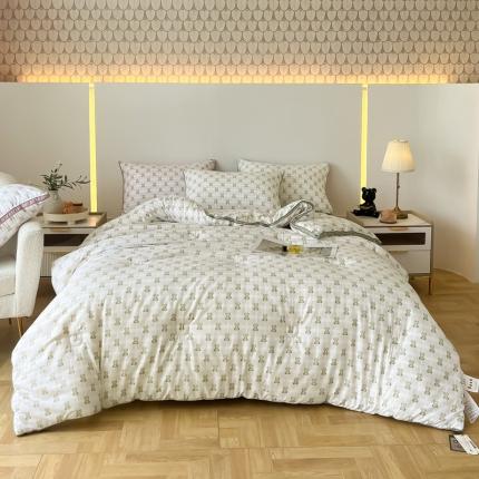 匠心 2022新款立体暖绒大豆冬被 布朗熊-浅绿