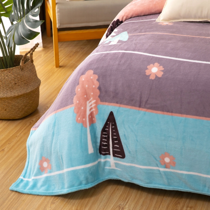 91家纺网 家纺一手货源 找家纺 侨鑫2022新款法兰绒多功能毛毯 竖条花香