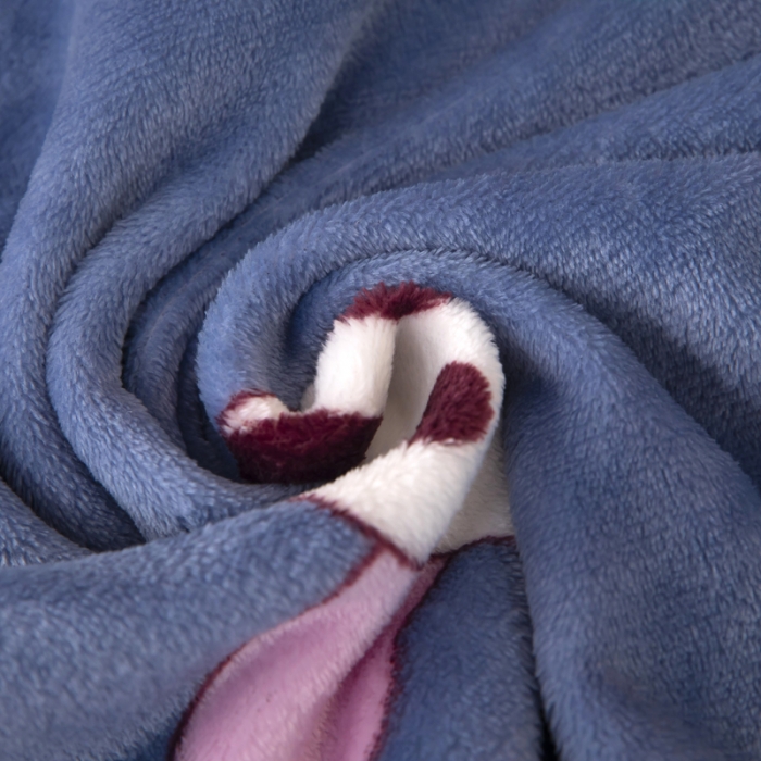 91家纺网 家纺一手货源 找家纺 侨鑫2022新款法兰绒多功能毛毯 蘑菇-蓝
