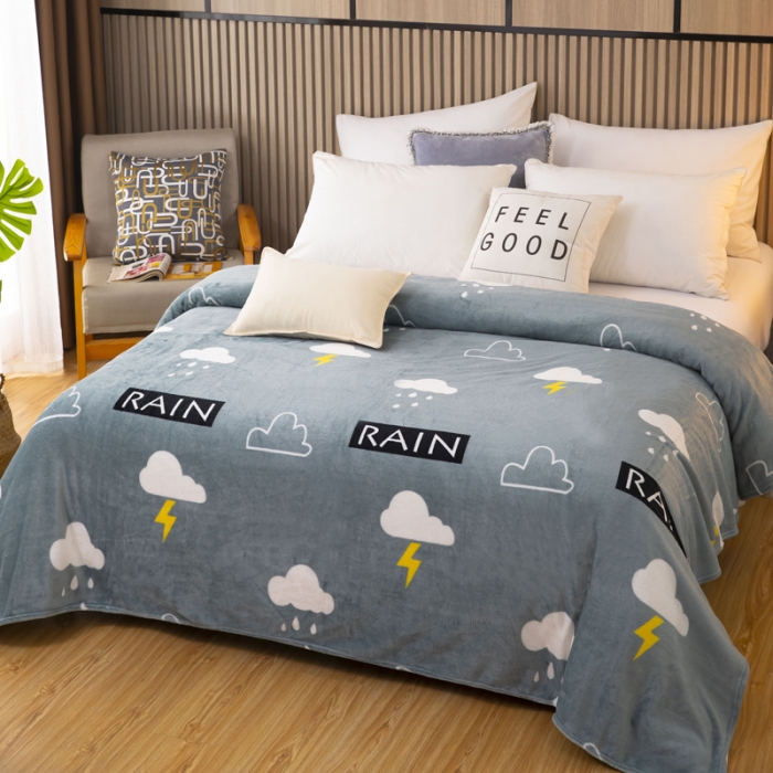 91家纺网 家纺一手货源 找家纺 侨鑫2022新款法兰绒多功能毛毯 雷云