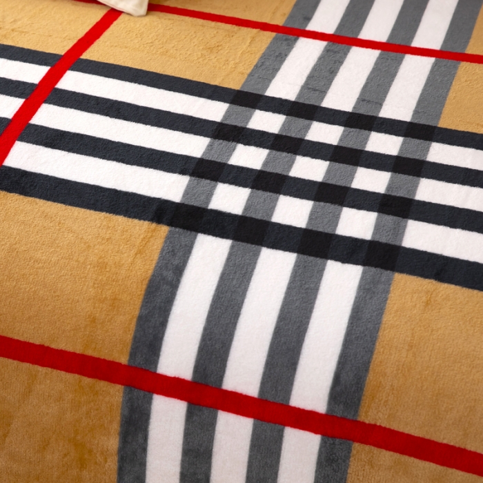 91家纺网 家纺一手货源 找家纺 侨鑫2022新款法兰绒多功能毛毯 红大格