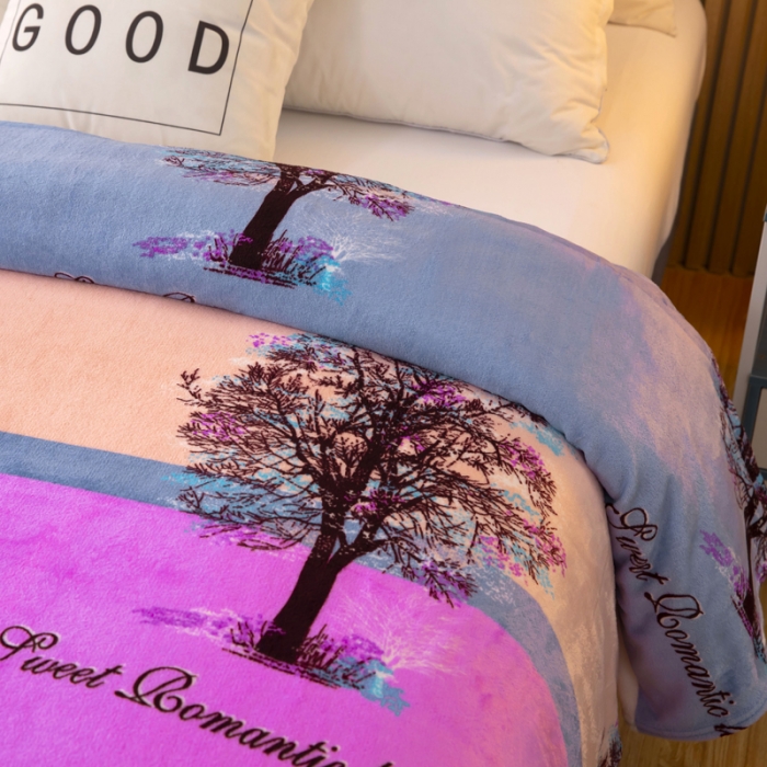 91家纺网 家纺一手货源 找家纺 侨鑫2022新款法兰绒多功能毛毯 发财树