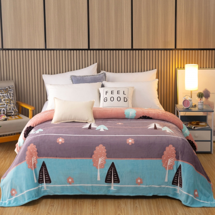 91家纺网 家纺一手货源 找家纺 侨鑫2022新款法兰绒多功能毛毯 竖条花香