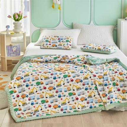 91家纺网 家纺一手货源 找家纺 总 温宁 2022新款全棉豆豆绒夏凉被子卡通印花手包边四季被