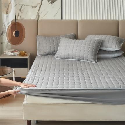 91家纺网 家纺一手货源 找家纺 （总）温宁 2022新款纯色四季夹棉绗缝床笠床垫保护套