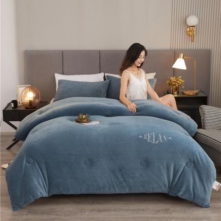 91家纺网 家纺一手货源 找家纺 总 喜居2022新款A类大豆纤维双面刺绣牛奶绒冬被芯春秋被子