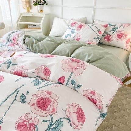 91家纺网 家纺一手货源 找家纺 总 珺柔 2022年新款13372全棉四件套纯棉印花套件