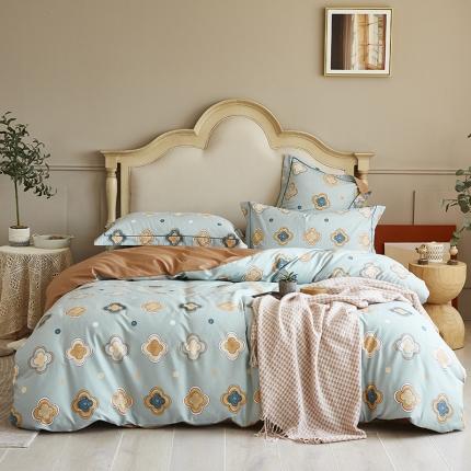 91家纺网 家纺一手货源 找家纺 由丽 2025全棉铂金棉精梳臻棉印花四件套被套放缩水梵雅-绿