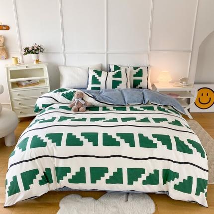 珺柔 2022年新款13372全棉四件套纯棉印花套件 约克（绿）