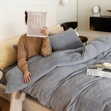 寐眠 2022新款牛奶绒剪花四件套 高级灰