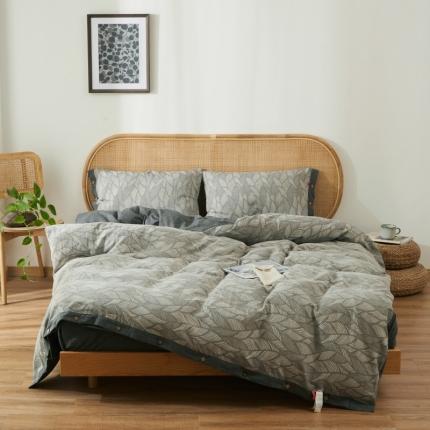 91家纺网 家纺一手货源 找家纺 小欢喜 新款60支双层纱提花四件套 瑞纹-灰