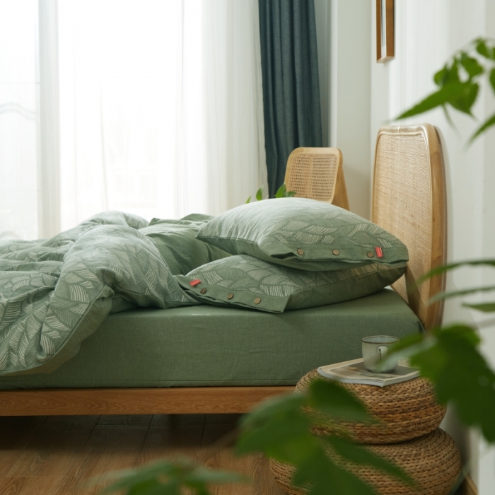 91家纺网 家纺一手货源 找家纺 小欢喜 新款60支双层纱提花四件套 瑞纹-绿