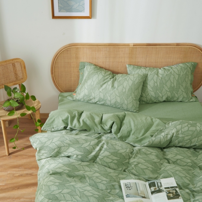 91家纺网 家纺一手货源 找家纺 小欢喜 新款60支双层纱提花四件套 瑞纹-绿