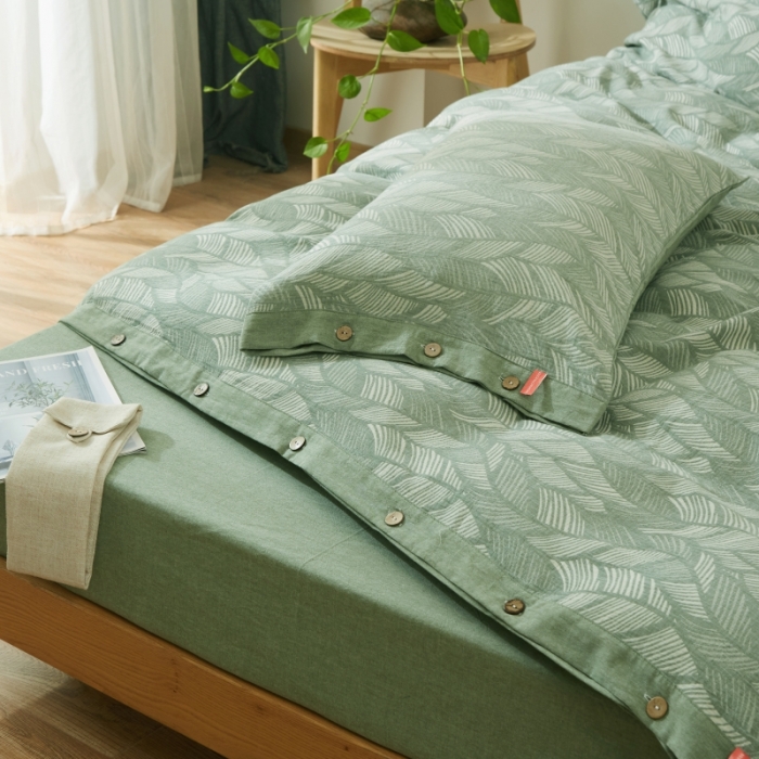 91家纺网 家纺一手货源 找家纺 小欢喜 新款60支双层纱提花四件套 瑞纹-绿