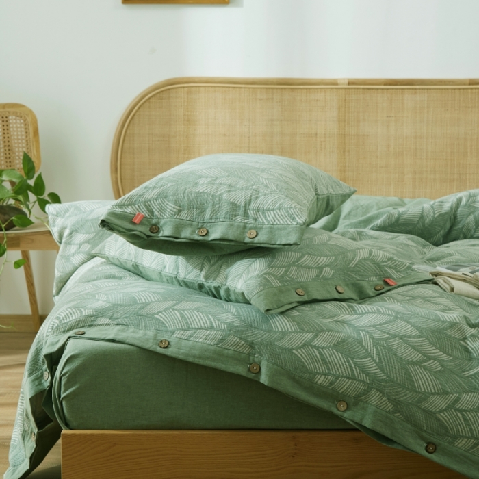 91家纺网 家纺一手货源 找家纺 小欢喜 新款60支双层纱提花四件套 瑞纹-绿