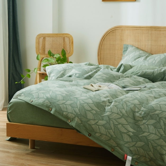 91家纺网 家纺一手货源 找家纺 小欢喜 新款60支双层纱提花四件套 瑞纹-绿