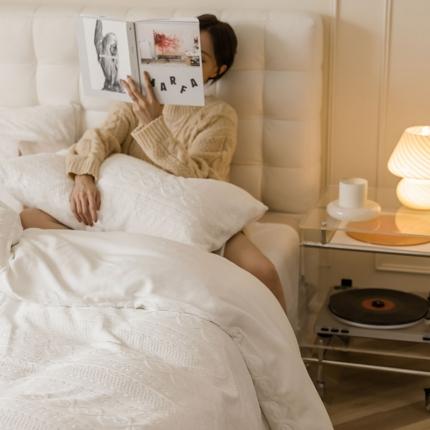 寐眠 2022新款牛奶绒剪花四件套 简约白