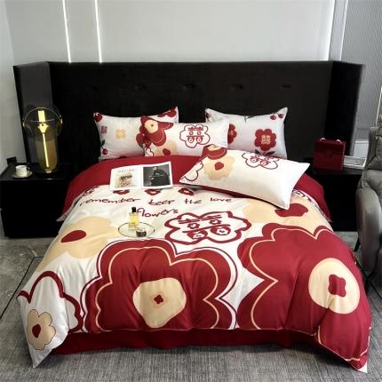 91家纺网 家纺一手货源 找家纺 （总）优悦2022新款婚庆印花（超柔磨毛）系列四件套