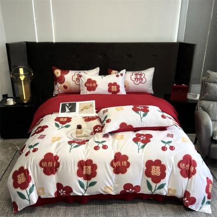 91家纺网 家纺一手货源 找家纺 （总）优悦2022新款婚庆印花（超柔磨毛）系列四件套
