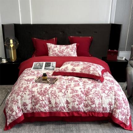 91家纺网 家纺一手货源 找家纺 （总）优悦2022新款婚庆印花（超柔磨毛）系列四件套