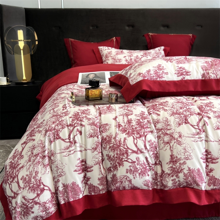 91家纺网 家纺一手货源 找家纺 优悦2022新款婚庆印花（超柔磨毛）系列四件套 倾城