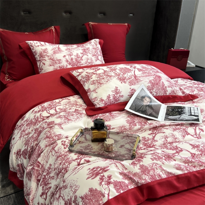 91家纺网 家纺一手货源 找家纺 优悦2022新款婚庆印花（超柔磨毛）系列四件套 倾城