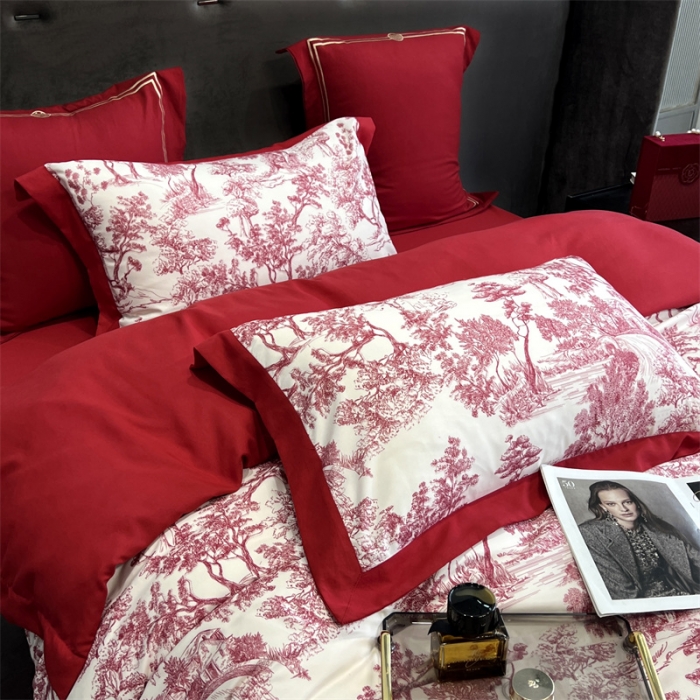 91家纺网 家纺一手货源 找家纺 （总）优悦2022新款婚庆印花（超柔磨毛）系列四件套