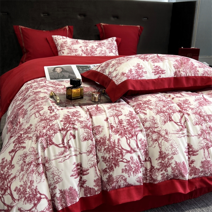 91家纺网 家纺一手货源 找家纺 （总）优悦2022新款婚庆印花（超柔磨毛）系列四件套