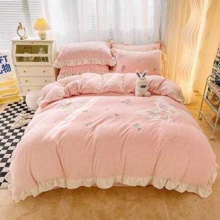 91家纺网 家纺一手货源 找家纺 （总）青竹苑2022新款全消光贴布绣花牛奶绒A类婴儿绒四件套