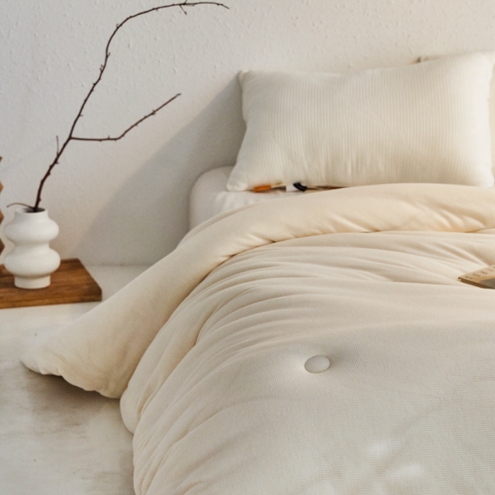 91家纺网 家纺一手货源 找家纺 大彩家居A类华夫格针织大豆冬被子2022新款春秋被被芯直播