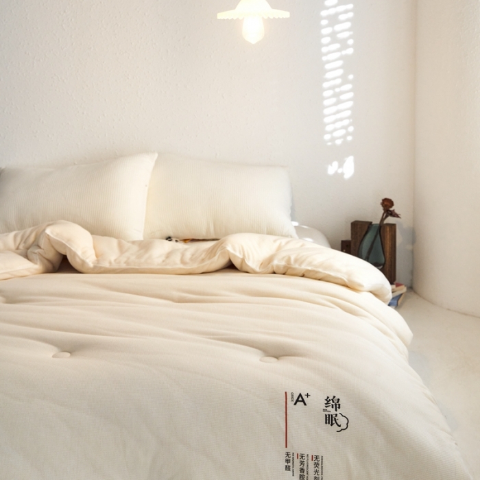 91家纺网 家纺一手货源 找家纺 大彩家居A类华夫格针织大豆冬被子2022新款春秋被被芯直播