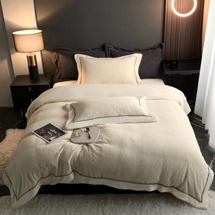 91家纺网 家纺一手货源 找家纺 （总）网客 2024新款简约牛奶绒毛茸绒四件套