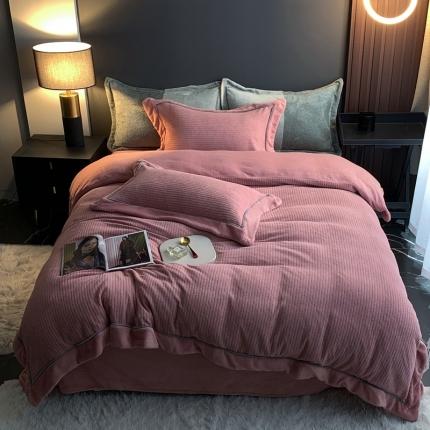 91家纺网 家纺一手货源 找家纺 （总）网客 2024新款简约牛奶绒毛茸绒四件套