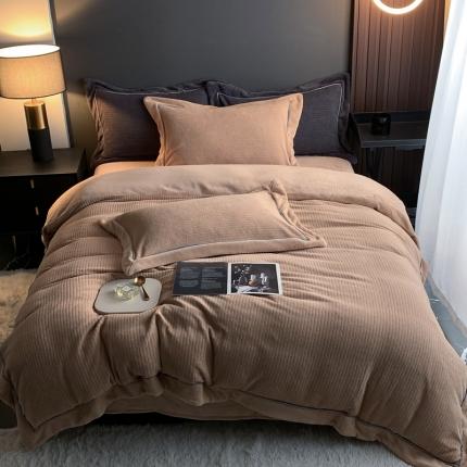 91家纺网 家纺一手货源 找家纺 （总）网客 2024新款简约牛奶绒毛茸绒四件套