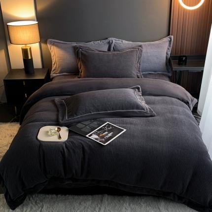 91家纺网 家纺一手货源 找家纺 （总）网客 2024新款简约牛奶绒毛茸绒四件套