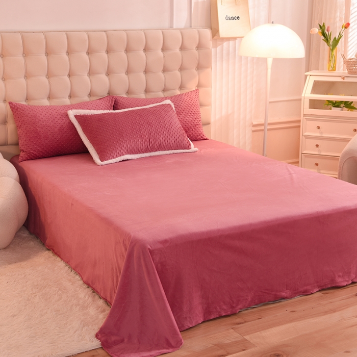 91家纺网 家纺一手货源 找家纺 艾米家居 2022秋冬新款豆豆绒+羊羔绒系列 豆沙