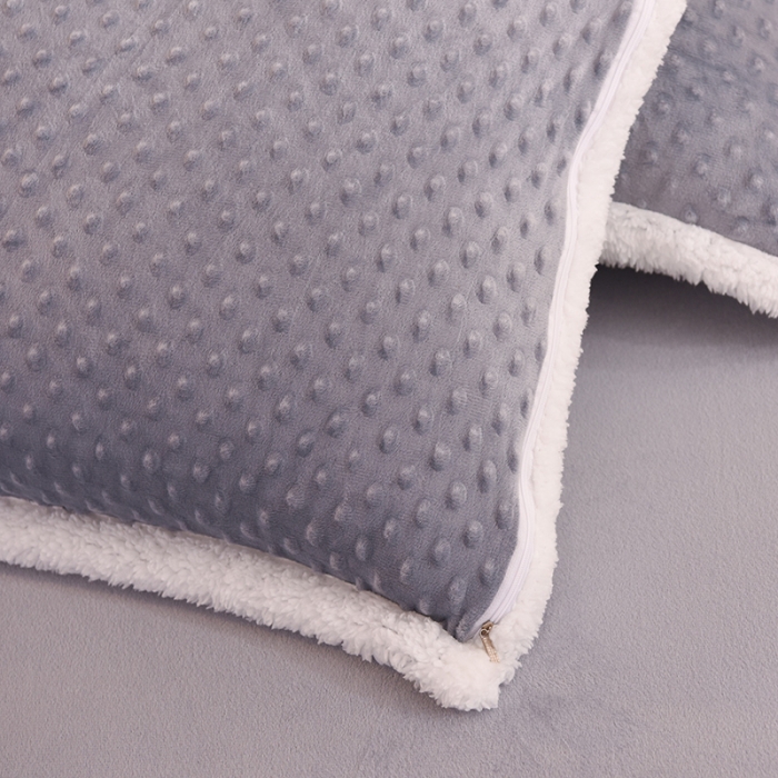 91家纺网 家纺一手货源 找家纺 艾米家居 2022秋冬新款豆豆绒+羊羔绒系列 灰色