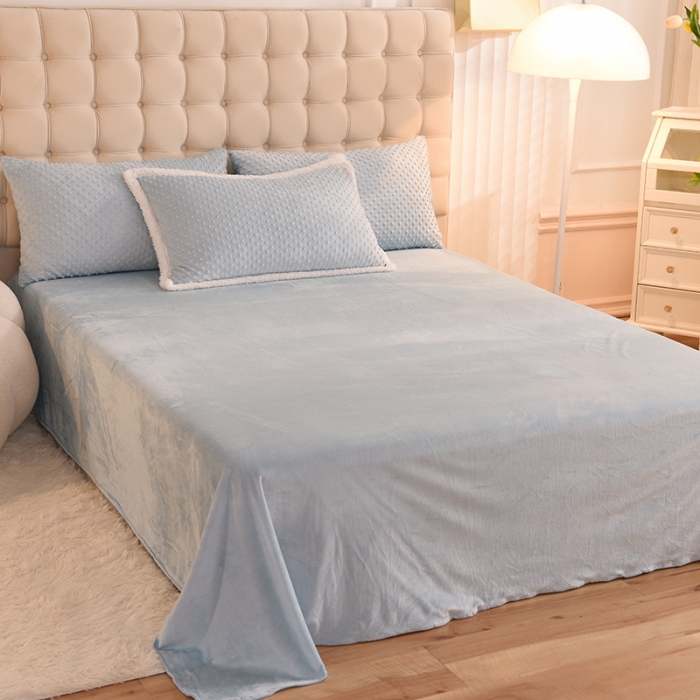 91家纺网 家纺一手货源 找家纺 艾米家居 2022秋冬新款豆豆绒+羊羔绒系列 蓝