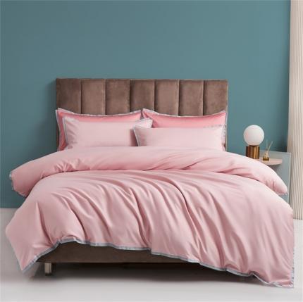 91家纺网 家纺一手货源 找家纺 顾家家居 2023新款100s长绒棉简约四件套 初漾粉