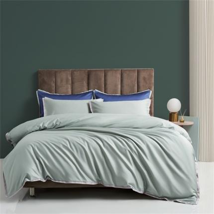 91家纺网 家纺一手货源 找家纺 顾家家居 2023新款100s长绒棉简约四件套 芳华绿