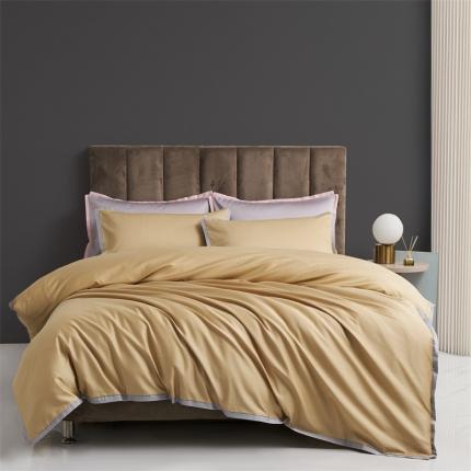 91家纺网 家纺一手货源 找家纺 顾家家居 2023新款100s长绒棉简约四件套 玫瑰金