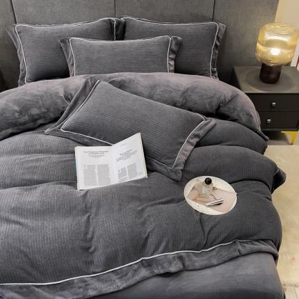 91家纺网 家纺一手货源 找家纺 丝缦2025新款A类母婴级毛茸绒四件套系列 星空灰