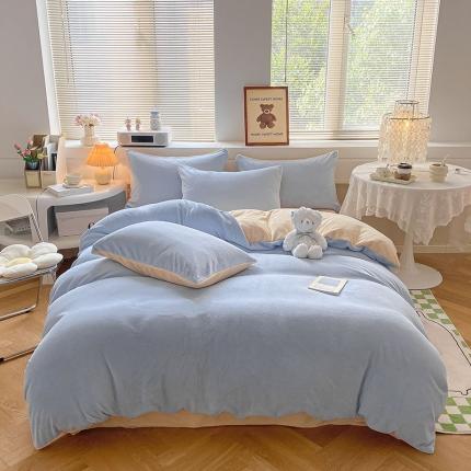 91家纺网 家纺一手货源 找家纺 寐居 2022新款高克重拼色牛奶绒单被套 海盐芝士