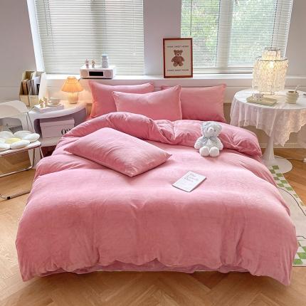 寐居 2022新款高克重拼色牛奶绒单被套 豆豆粉-纯色