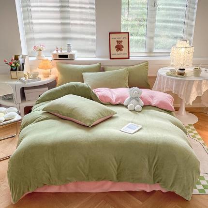 寐居 2022新款高克重拼色牛奶绒单被套 抹茶草莓