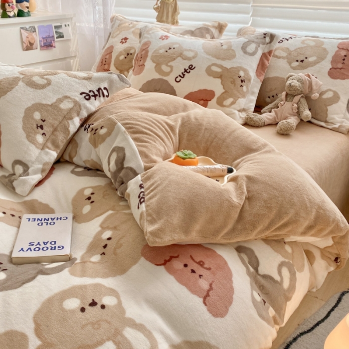 91家纺网 家纺一手货源 找家纺 上尚居 2022新款加厚保暖牛奶绒四件套 喵达人-米