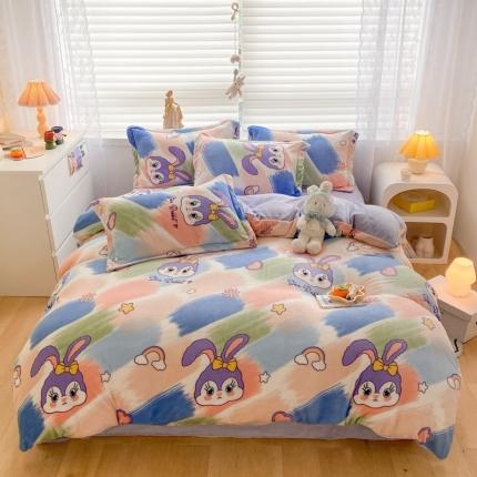 上尚居 2022新款加厚保暖牛奶绒四件套 兔精灵